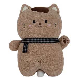 Wholesale cute rabbit soft plush doll children sleeping cushion custom logo nerdy scarf cat plush toy