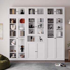 Libreria in acciaio con vetrine e librerie per soggiorno - Product Image 1