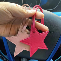 2025 haut de gamme étoile à cinq branches porte-clés pendentif double face et double couche en cuir pour sac accessoires en gros