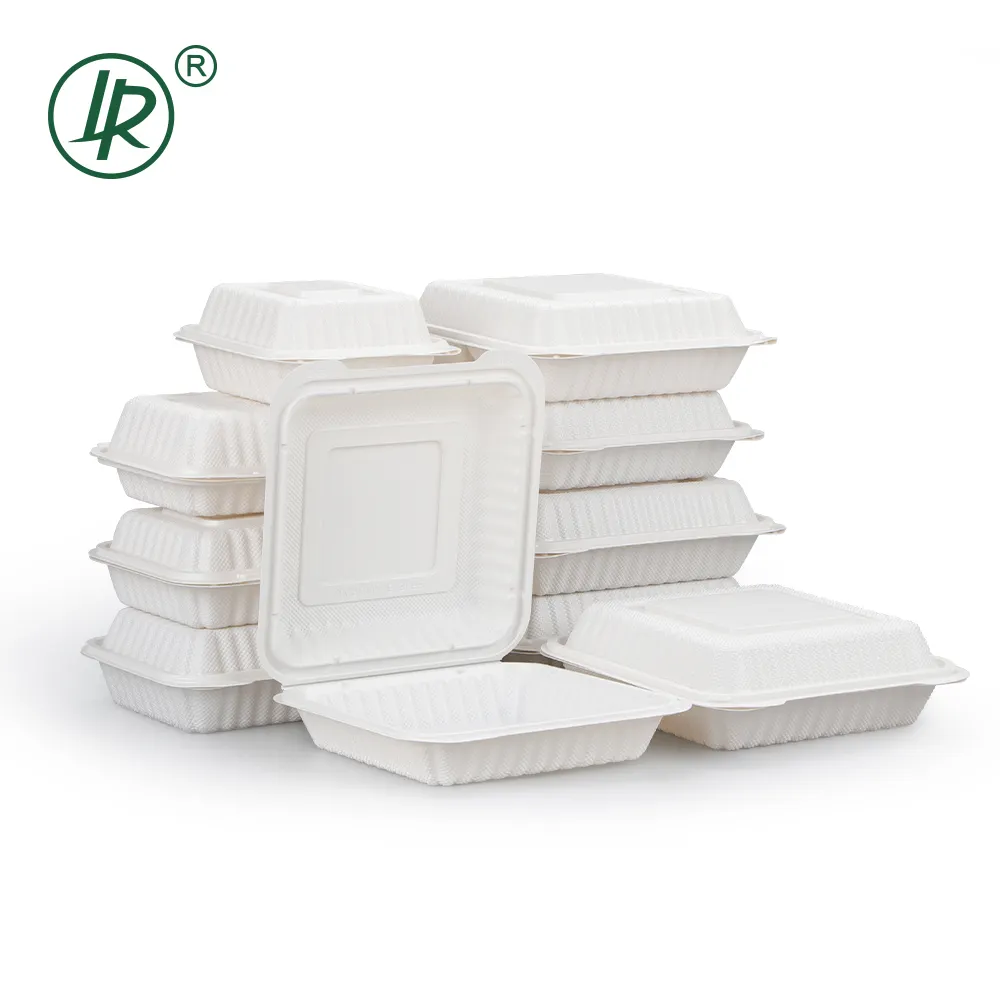 LR Gratis Sampel Berengsel Microwave Mengambil Wadah Makanan Persiapan Plastik Pergi Kemasan Clamshell untuk Pergi Kotak Makan Siang