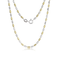 TIANYIDA Boutique Bijoux italiens Collier chaîne en perles d'olive en argent sterling 925 Collier plaqué or brillant de luxe