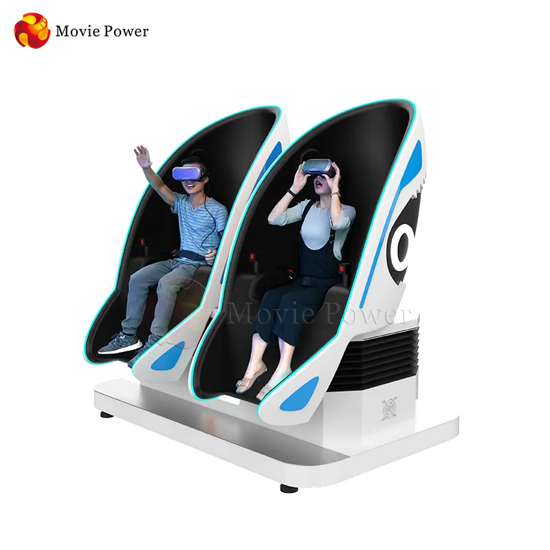 영화 힘 2 좌석 360 9d vr 시네마 가상 현실 3D 비디오 게임 기계 360 vr 의자 vr 상어 기계