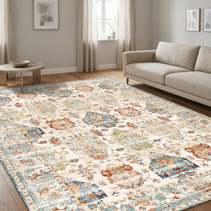 Tapis de salon américain de style bohème transfrontalier, carré, à rayures, imitation cachemire, pliable, lavable en machine, antidérapant en TPE - Product Image 2