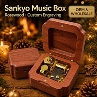 Boîte à musique en érable gravée sur mesure, mini boîte à musique Sankyo en bois, souvenir musical personnalisé, cadeau bijou, à manivelle