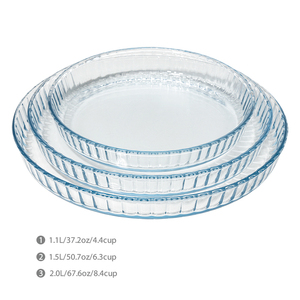 Teglia Rotonda in Vetro Borosilicato, Piatto <span class=keywords><strong>da</strong></span> Forno Ecologico e Teglia per <span class=keywords><strong>Pizza</strong></span>, Adatta a Microonde e Lavastoviglie - Product Image 2