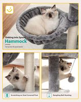 Arbre à chat pour petits chats, tour de chat en peluche avec grand condo pour chat, hamac profond et griffoir pour chat en sisal pour chatons