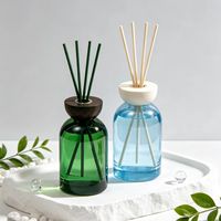 Flacon diffuseur de luxe 100ml 150ml 200ml 380ml, flacons diffuseurs en verre de forme ronde, flacons d'arômes avec bouchon en bois