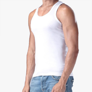Camiseta sin mangas personalizable 100% algodón para hombre, ajustada, talla grande, para verano, fitness y jóvenes - Product Image 1