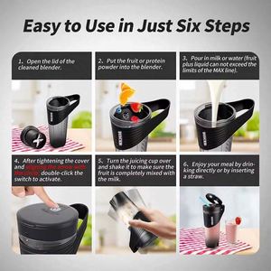 Licuadora Portátil Recargable, Mini Licuadora Inalámbrica para Frutas y Smoothies, con Pajita - Product Image 3