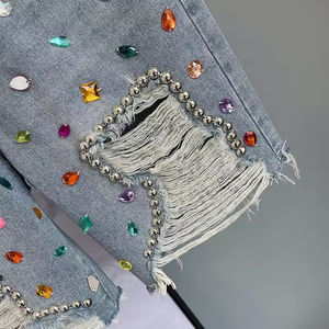 2025 grande taille hommes Shorts cristal maçonnerie incrustation conception mi-taille respirant élastique jean chemise pour hommes - Product Image 3