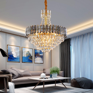 <span class=keywords><strong>Lustre</strong></span> rond moderne en cristal, vente chaude, décoration de salle à manger, luminaire suspendu, cristal gris fumé - Product Image 4