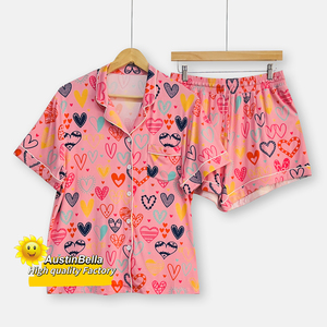 <span class=keywords><strong>Pigiama</strong></span> <span class=keywords><strong>Estivo</strong></span> Personalizzato in Fibra di Bambù, Set <span class=keywords><strong>Pigiama</strong></span> da <span class=keywords><strong>Donna</strong></span> Stampato con Bordi a Contrasto, Set Loungewear per Donne - Product Image 2