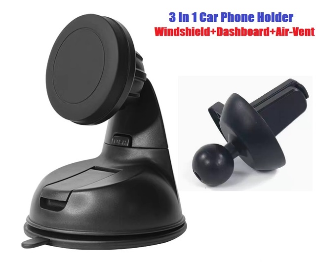 3 in One Air-Vent Universal 360 Degree Rotation Dashboard Magnet Car Mount Cradle Magnetic Cell Phone Holder for Smartphone