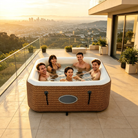 Jacuzzi gonflable portable avec jets d'air, couverture isolante et pompe filtrante pour SPA extérieur, jardin et cour.