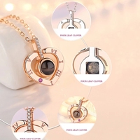 Q768 Valentijn Ik Hou Van Jou 100 Talen Ketting Dames Romeinse Projectie op Ronde Onyx Hanger Liefdesherinnering Sleutelbeen Ketting