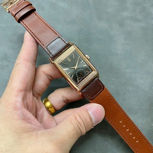 Reloj de Pulsera de Cuarzo Cuadrado Reversible Art Deco para Hombre, Nuevo, Premium, OEM ODM, Correa de Cuero Marrón, Resistente al Agua, Estilo Vintage - Product Image 4