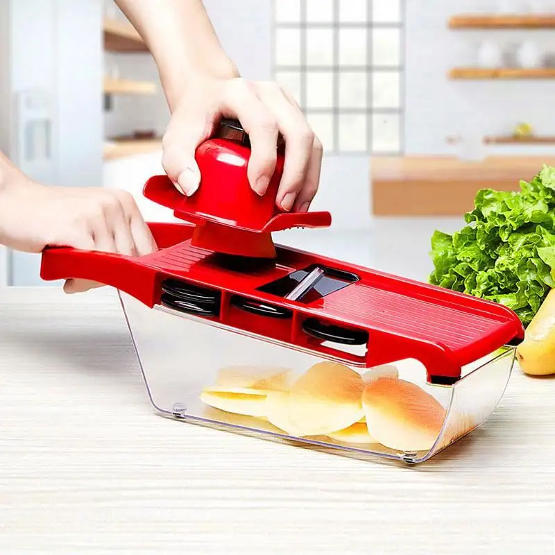 Groentesnijder Snijmachine Groentesnijder Met Roestvrijstalen Blad Handleiding Aardappelschiller Wortelrasp Dicer Mandoline Slicer