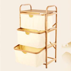 Cesto <span class=keywords><strong>de</strong></span> almacenamiento <span class=keywords><strong>de</strong></span> <span class=keywords><strong>ropa</strong></span> sucia <span class=keywords><strong>de</strong></span> bambú, cesto separador con tela blanca y 4 ruedas giratorias - Product Image 5