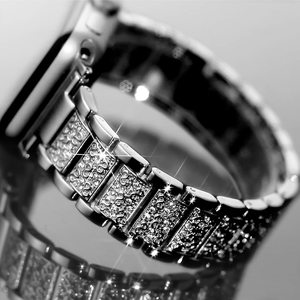 Correa de Lujo para Reloj IWatch <span class=keywords><strong>Serie</strong></span> 10 9 <span class=keywords><strong>8</strong></span> 7 SE Ultra 2, Brazalete de Acero Inoxidable Brillante con Diamantes - Product Image 2