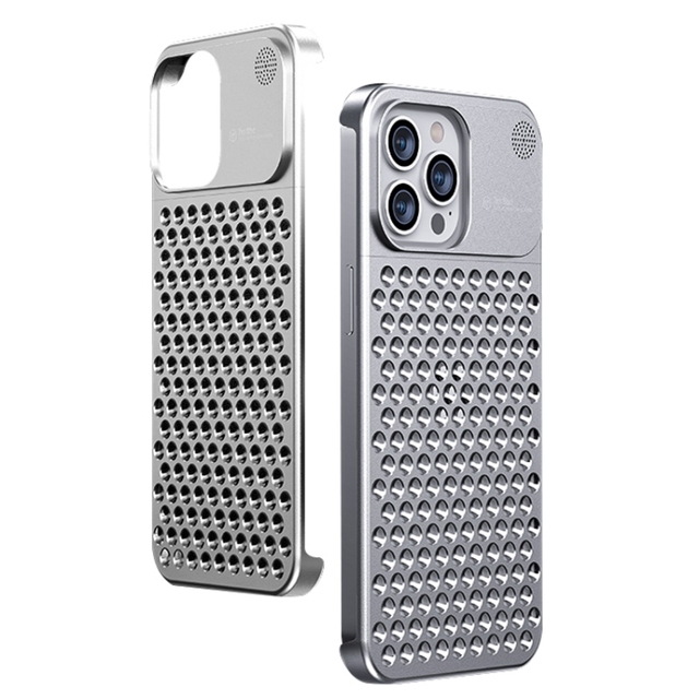 Aluminum Alloy Cooling Phone Case with Aromatherapy Sachet Protective Cover for iPhone 15 Pro Max