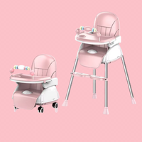 Chaise haute multifonctionnelle pour bébé avec ceinture de sécurité, assiette pour enfants, jouets, table à manger, plastique, hauteur réglable