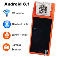 Mini terminal de paiement Android portable intelligent avec imprimante 58 mm pour la livraison de nourriture, prise en charge du 3G et du Wi-Fi