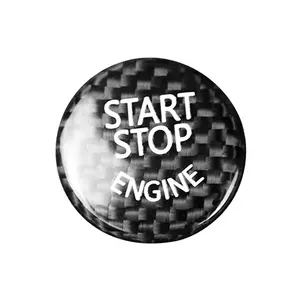BMWカーボンファイバーワンボタンスタート黒と赤のボタン装飾ステッカーに適しており、車内アクセサリーを交換できます