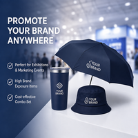 Kit promotionnel d'entreprise personnalisé, ensemble cadeau d'affaires avec logo imprimé, parapluie pliable, gobelet, chapeau bob pour événements et expositions