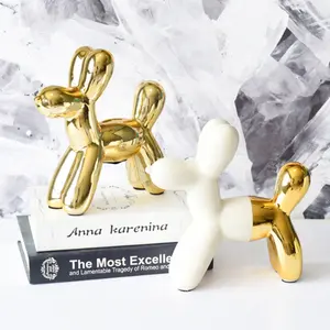 European Style Ceramic Balloon Dog Shape Coin Piggy Bank For Bedroom Decoration