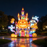 Lanternes géantes de dessin animé Zigong Huayi F-47, lanternes en forme de citrouille, lumières d'Halloween imperméables pour les lieux touristiques et les usages commerciaux