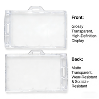 Porte-badge rigide en polycarbonate transparent, prix usine, 54x86mm, utilisation horizontale/verticale pour bureau/événements/lieu de travail/étudiant, logo personnalisé