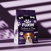Sachet Doypack personnalisé à fond plat pour aliments pour animaux, robuste, avec logo imprimé, refermable et anti-humidité