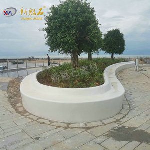 Nuevo Banco de Jardín de Piedra Mágica UHPC, Hecho a Medida, Color Blanco Grisáceo, Asientos para Paisajismo - Product Image 3
