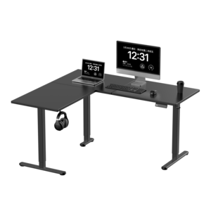 Intelligent <b>Large</b> Corner Electric Standing <b>Desk</b> <b>Office</b> Building Bedroom Height Adjustable Luxury L-Shape for Sit-Stand - Product Image 3