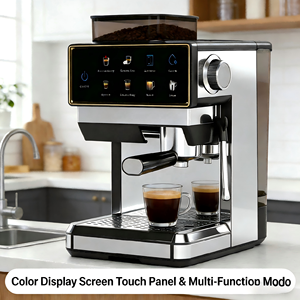 Machine à café intelligente professionnelle programmable 20 bars avec système de broyage intégré, expresso, mousseur à lait, en acier inoxydable pour la maison - Product Image 2