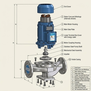 Pompe à <span class=keywords><strong>eau</strong></span> verticale ISWH 1,5 kW en acier inoxydable 304 de qualité alimentaire, pour circulation d'<span class=keywords><strong>eau</strong></span> froide et <span class=keywords><strong>chaude</strong></span>, 25 m³/h, 12,5 m, fonctionnement fiable - Product Image 3