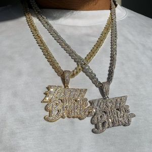 Pendentif 'Hustle Be Broke' en micro-pavé de zircone cubique CZ, lettre personnalisable, bijoux hip-hop pour homme, pour fiançailles, mariage, fête - Product Image 1
