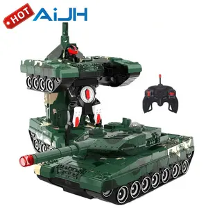 AiJH 2.4G RC Battle Drift Tank Rotatif Télécommande Tank Avec Feux Clignotants et 360 Rotation Transforming Robot Rc Tank