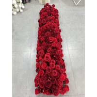 WG250010 Commande en gros Chemin de fleurs rouges pour mariage Centre de table en soie artificielle pour décoration de table de fête de jardin en arc de mariage