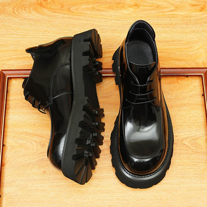 Mocassins superposés en cuir de vachette, chaussures habillées pour hommes en cuir véritable, style britannique, couleur rétro patinée - Product Image 3