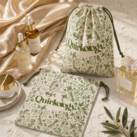 Pochette de rangement en coton bio respirant en mousseline naturelle avec cordon de serrage pour maquillage, produits de toilette, shampoing et lotion