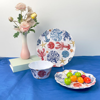 Assiette Ronde Plate Blanche 8'' en Mélamine Motif Coquillage OEM ODM pour Enfants, Idéale pour Fêtes d'Anniversaire Thème Sous-Marin Estival