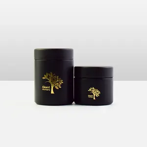 Logotipo de papel de aluminio dorado, 1 Oz, 2 Oz, 4 Oz, 5 oz, 6 Oz, 8 Oz, 10 Oz, 12 Oz, 18OZ, esmerilado, resistente a los niños, contenedor de vidrio respetuoso con el medio ambiente