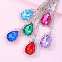 Collar de Gema mágica de Sofía para niña, joyería, amuleto de princesa, cadena de aleación, colgante de cristal en forma de lágrima, regalo