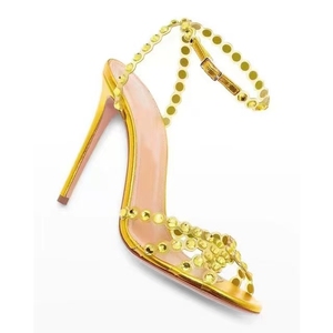 Ladies Clear Ankle Strap Rhinestone Buckle <strong>High</strong> Heeled Peep Toe Sandals Thin <strong>Heels</strong> Fashion Trend Summer Autumn Height Increasing - Product Image 1