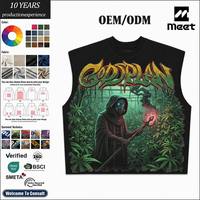 Camiseta sin mangas personalizada de 220g, 100% algodón, GODSPLAN, estilo Death Metal y Fantasy, corte holgado y extragrande, estilo streetwear.