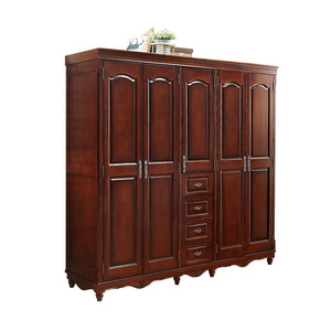 American Retro Style Solid Wood <b>Wardrobe</b> 5 Door <b>Large</b> Capacity Storage Cabinet For Bedroom Home Use - Product Image 4