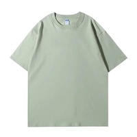 T-shirt Homme Oversize en Coton Peigné Pur à Manches Courtes, Couleur Unie, Épaules Tombantes, Effet Délavé
