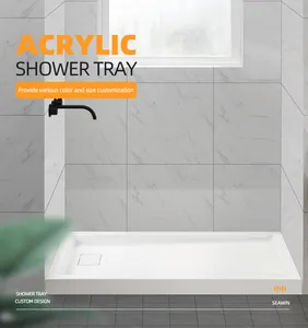 Portable Rectangle Acrylic Resin Shower Tray Fiberglass Shower Base Shower Pan