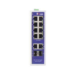 10*10/100/1000M RJ45 puerto industrial Ethernet Poe Switch y 2 Gigabit fibra óptica SFP Din-Rail con fuente de alimentación dual